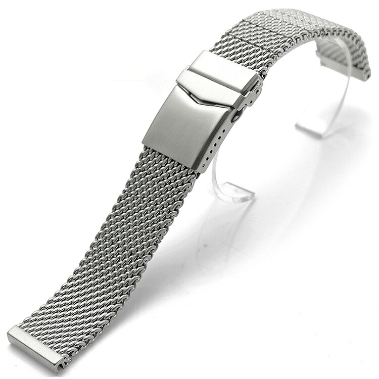 Brushed Solid Stainless Steel Watch Band Strap Shark Mesh Bracelet Quick Release