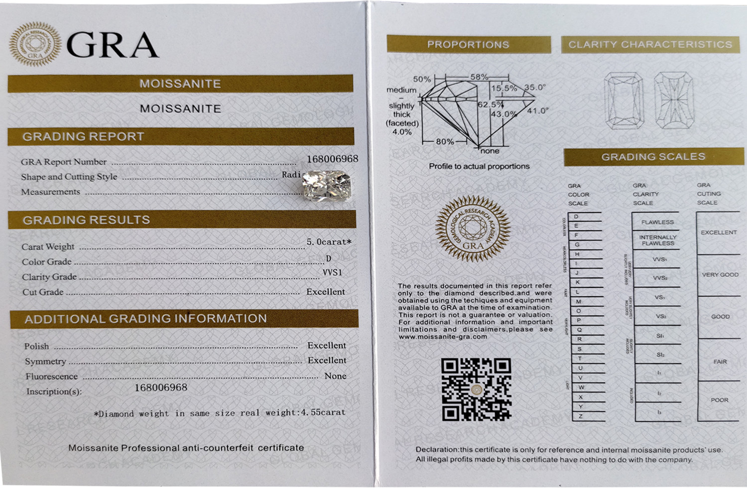 GRA Certified Loose Moissanite Radiant Cut Stones D VVS1 All Sizes