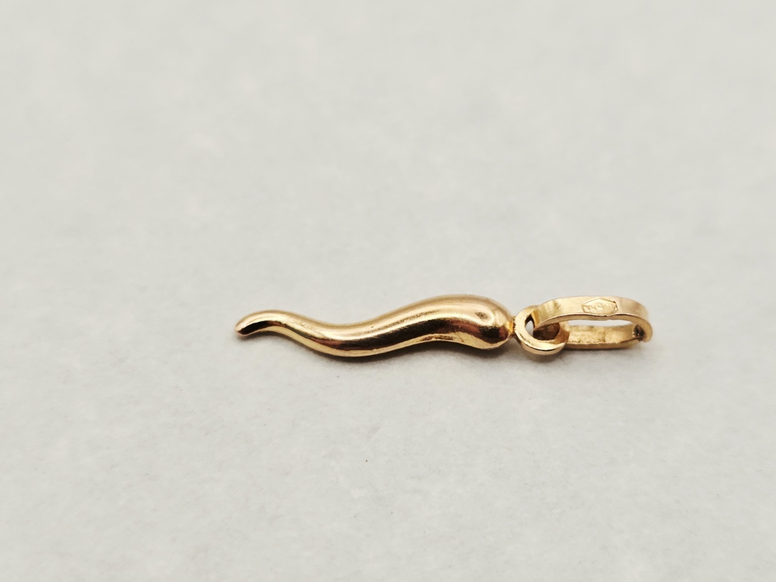 Solid 18k Gold Corno Italian Horn 1 ” Cornicello Charm Pendant Italian 750 ✨️