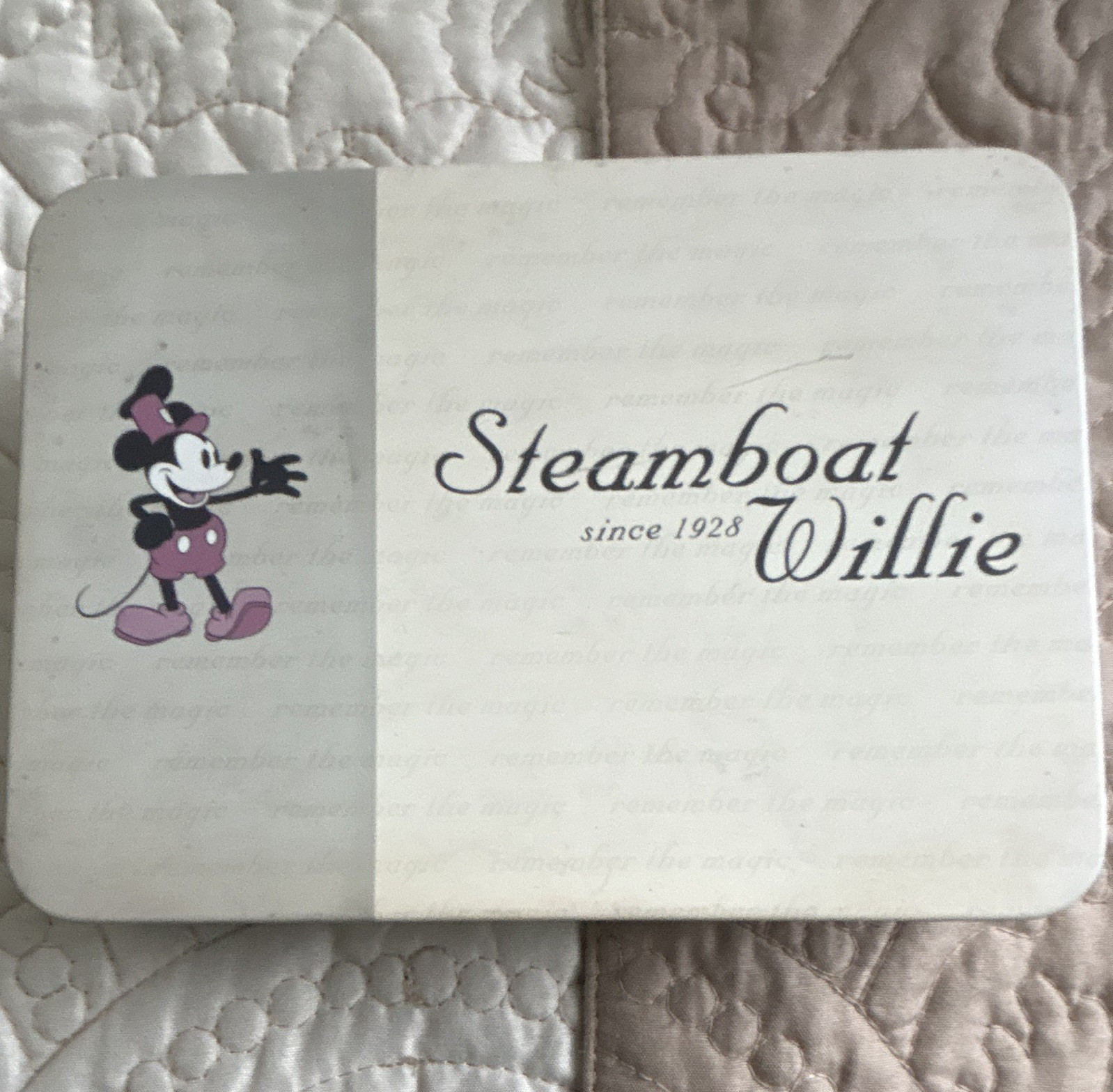 Disney Steamboat Willie Quartz Analog White Dial Silver Case Brown Leather