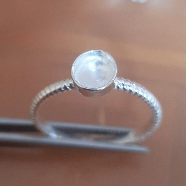 925 Sterling Silver 8mm Round Bezel Cup Ring Twisted Band DIY Jewelry Setting