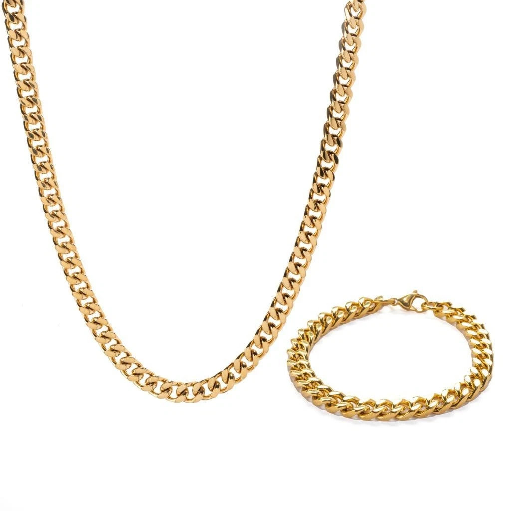 Invicta Men’s Jewelry Goldtone 24″ Necklace & 8.5″ Bracelet Set
