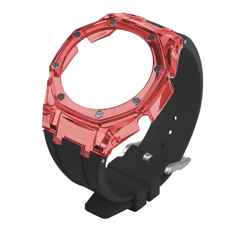 Transparent Case Bezel With Rubber Band Strap Mod Kit For Casio GA2100/GA2110