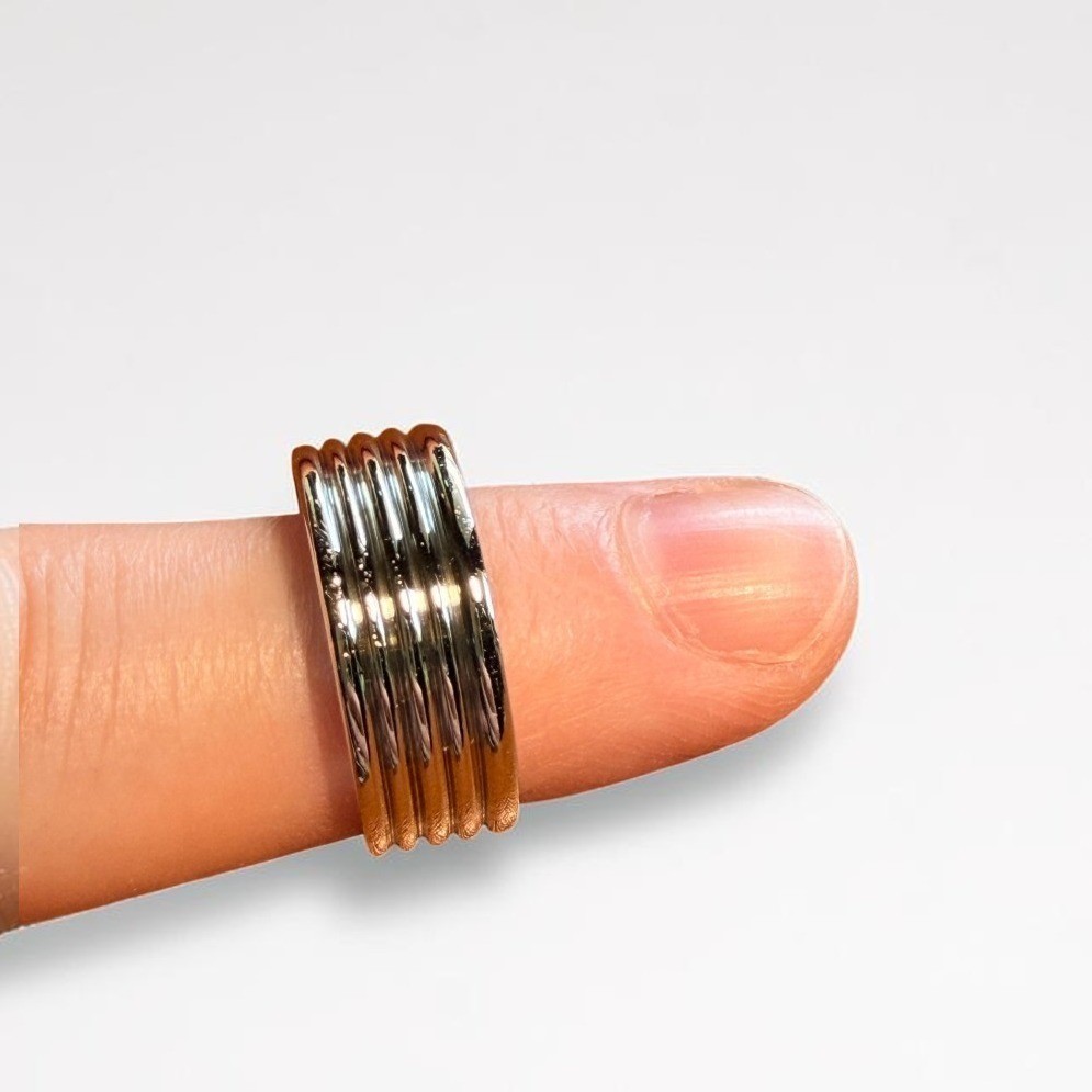 Substantial 14K Solid Gold Contemporary Grooved Band
