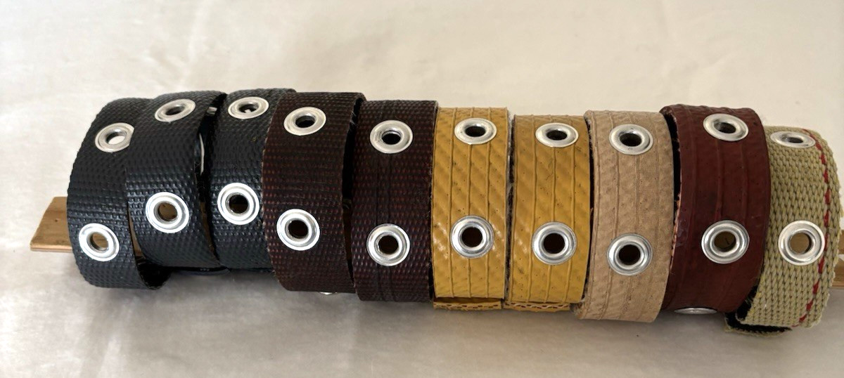 Repurposed /Recycled Fire Hose Bracelet Biker-Style, Snap Close, Grommets, 1×10