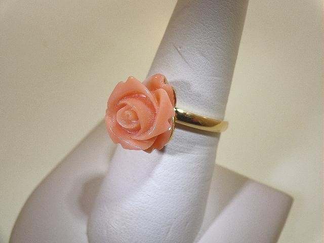 SELECTABLE MEDIUM HAND CARVED PACIFIC PINK ANGELSKIN CORAL ROSE FLOWER RING 7-8
