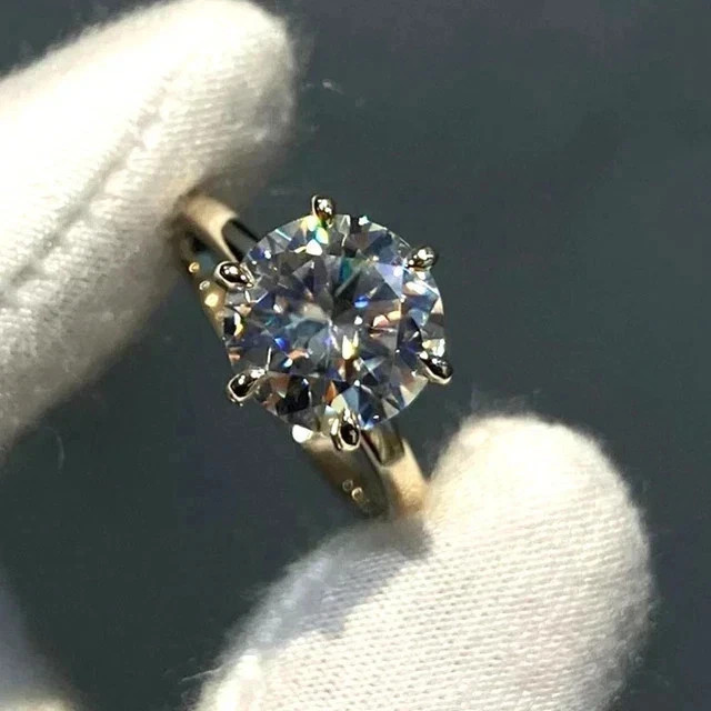 2Ct Round-Cut Natural Diamond Solitaire Engagement Ring 14K Yellow Gold Size 6 7