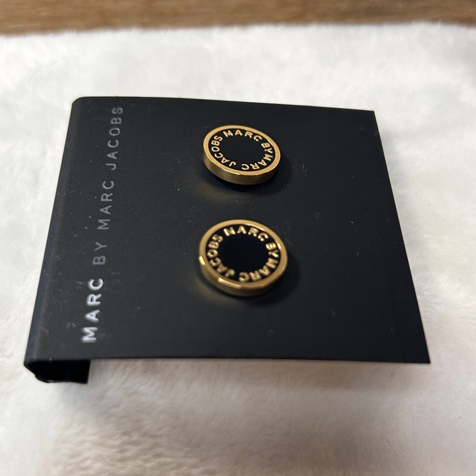 Marc by Marc Jacobs Stud Earrings Black/Gold Tone Designer Jewelry NWOT