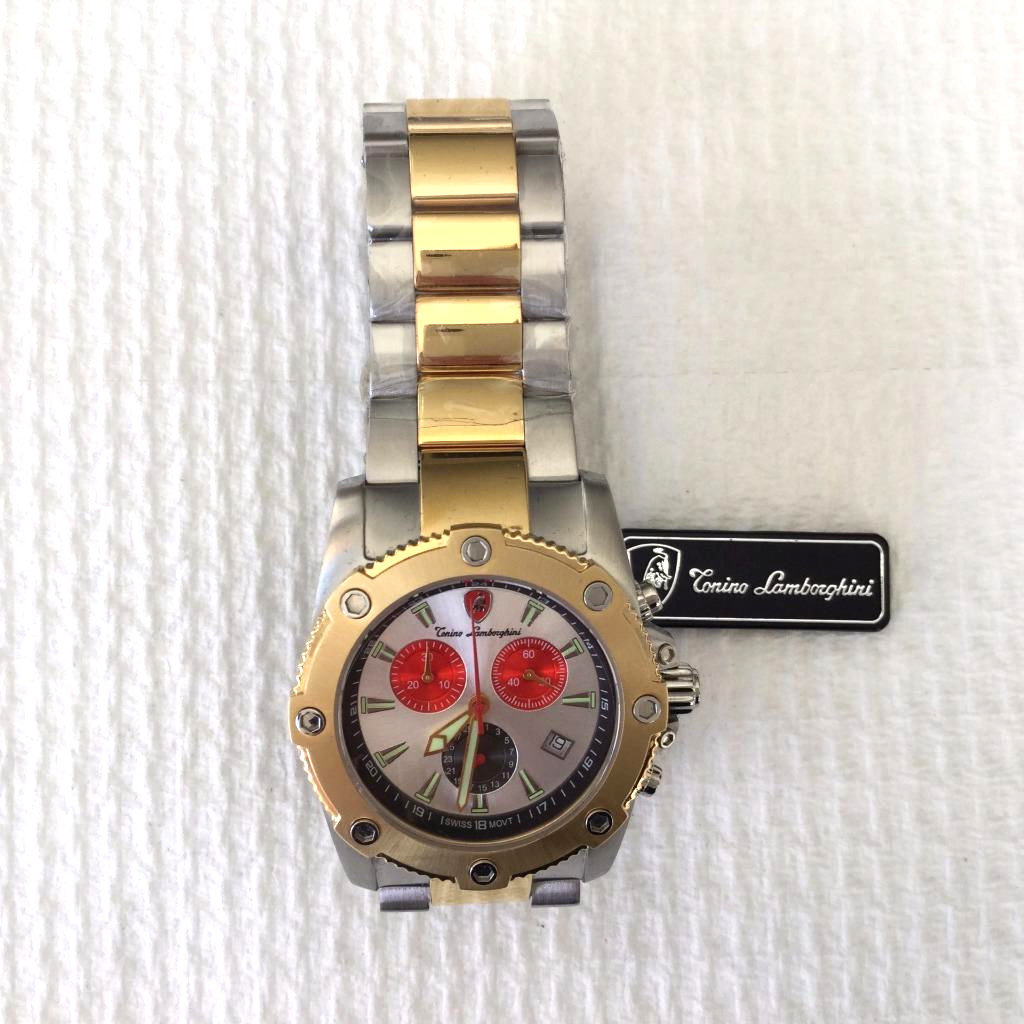 LAMBORGHINI GENTS SWISS MOVEMENT WATCH UL SERIES UL107BCT.313 TWO TONE S/STEEL
