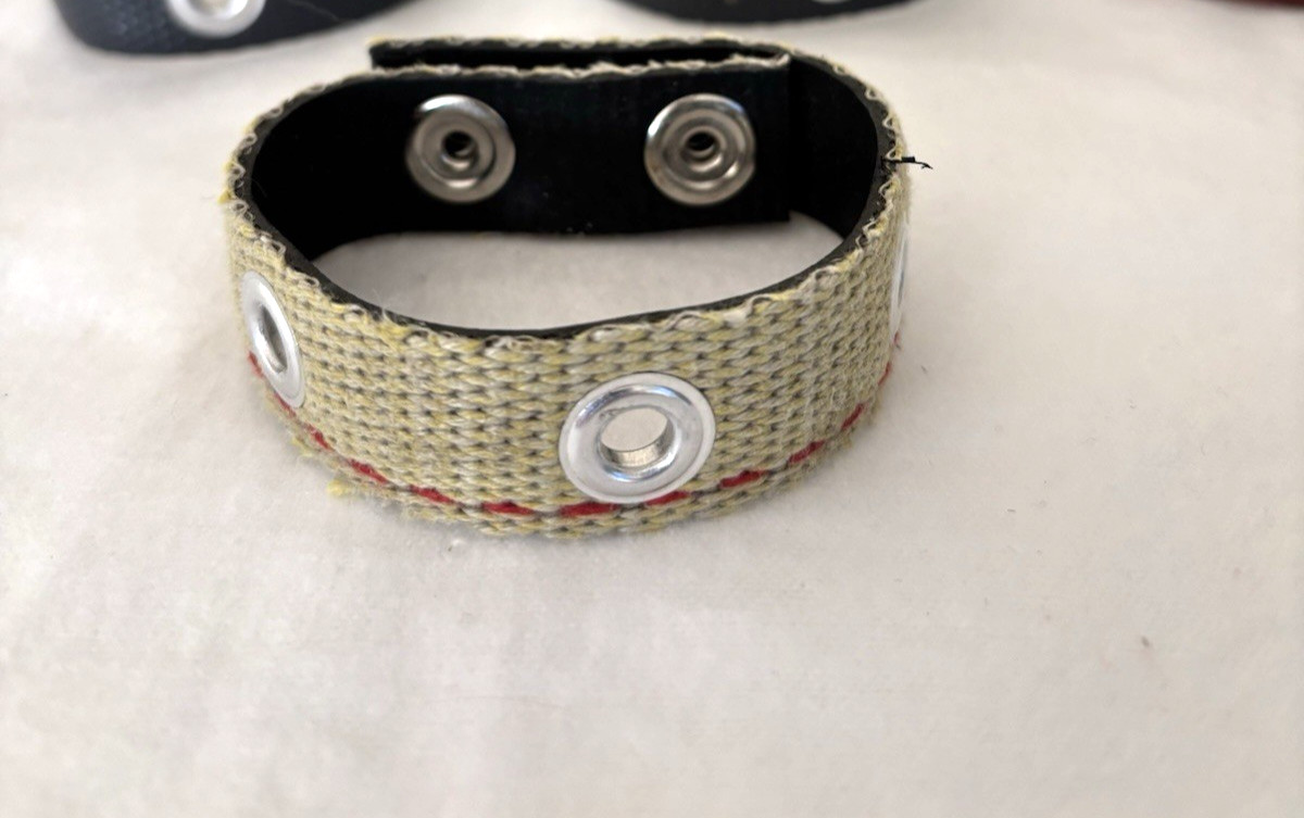 Repurposed /Recycled Fire Hose Bracelet Biker-Style, Snap Close, Grommets, 1×10
