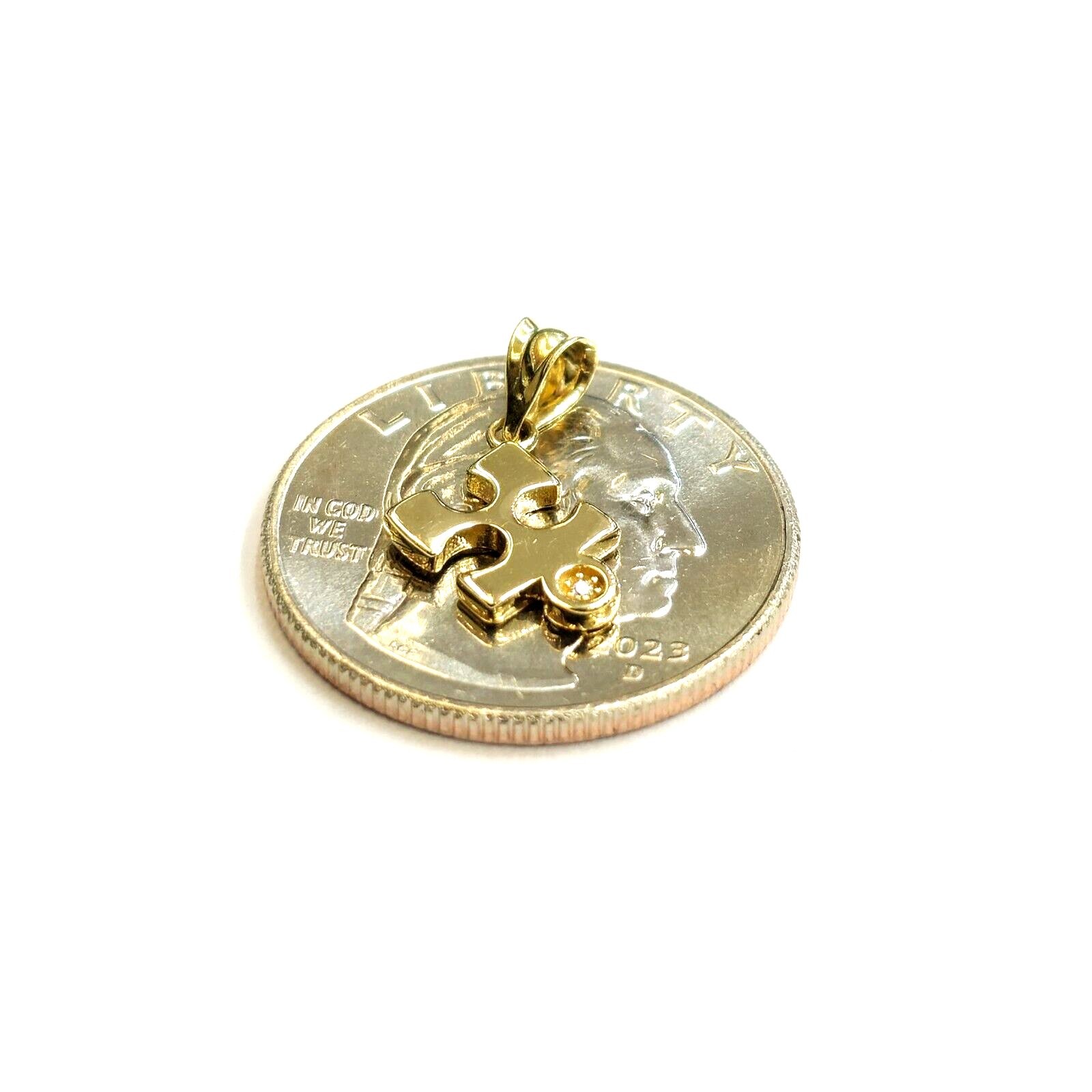 14k yellow Gold Tiny puzzle piece Pendant charm unisex gift fine jewelry 0.8g