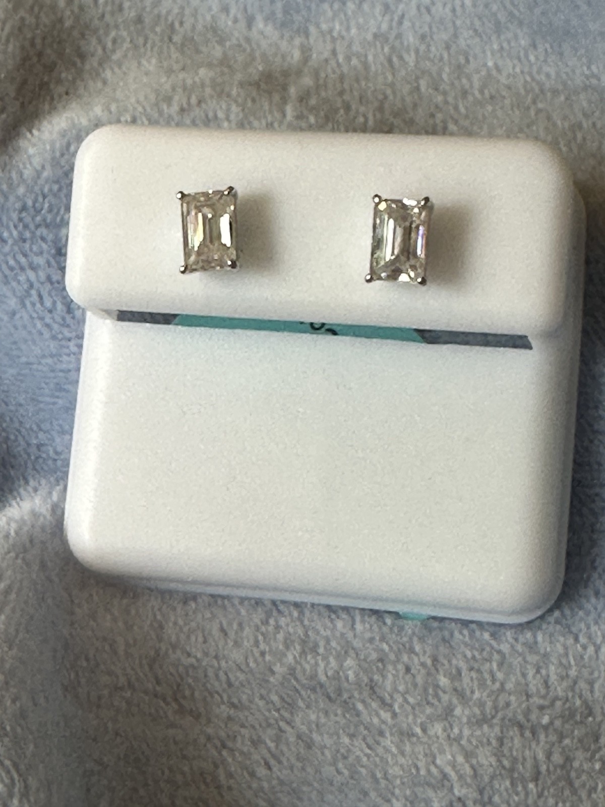 925 sterling silver emerald cut moissanite earrings