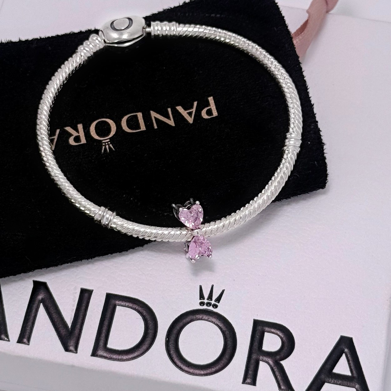 PANDORA Pink Bow Charm Sterling Silver, #794253C01, Valentine’s Day Gift