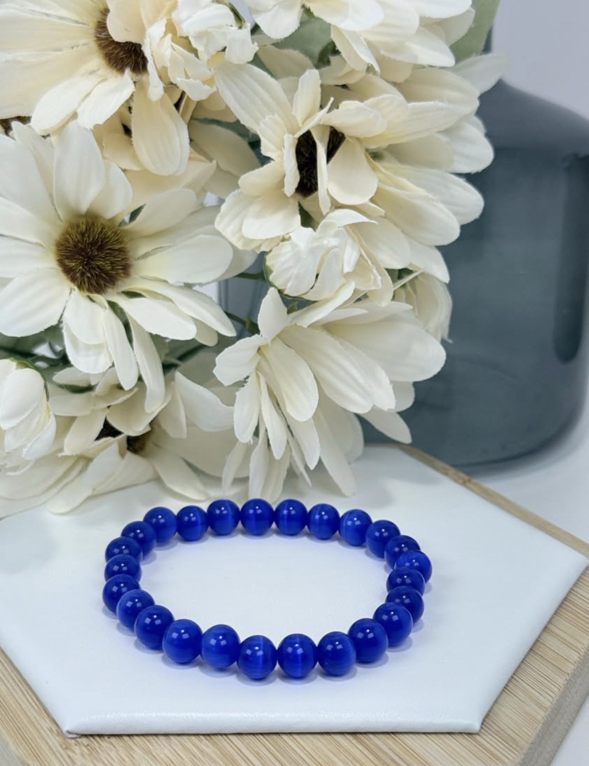 Cat Eye Blue Bead Bracelet 4.2MM