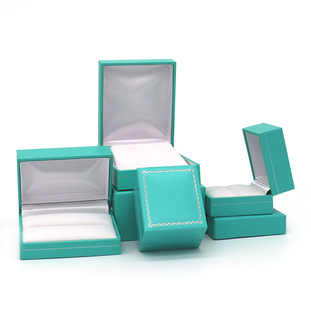 Lot of 12 Teal Leatherette Jewelry Ring Bracelet Earring Necklace Box Gift Boxes
