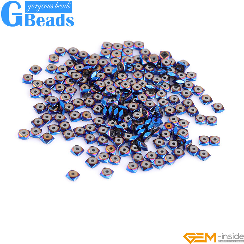 Assorted Shapes Blue Metallic Coated Hematite Reflection Beads Free Shipping 15″