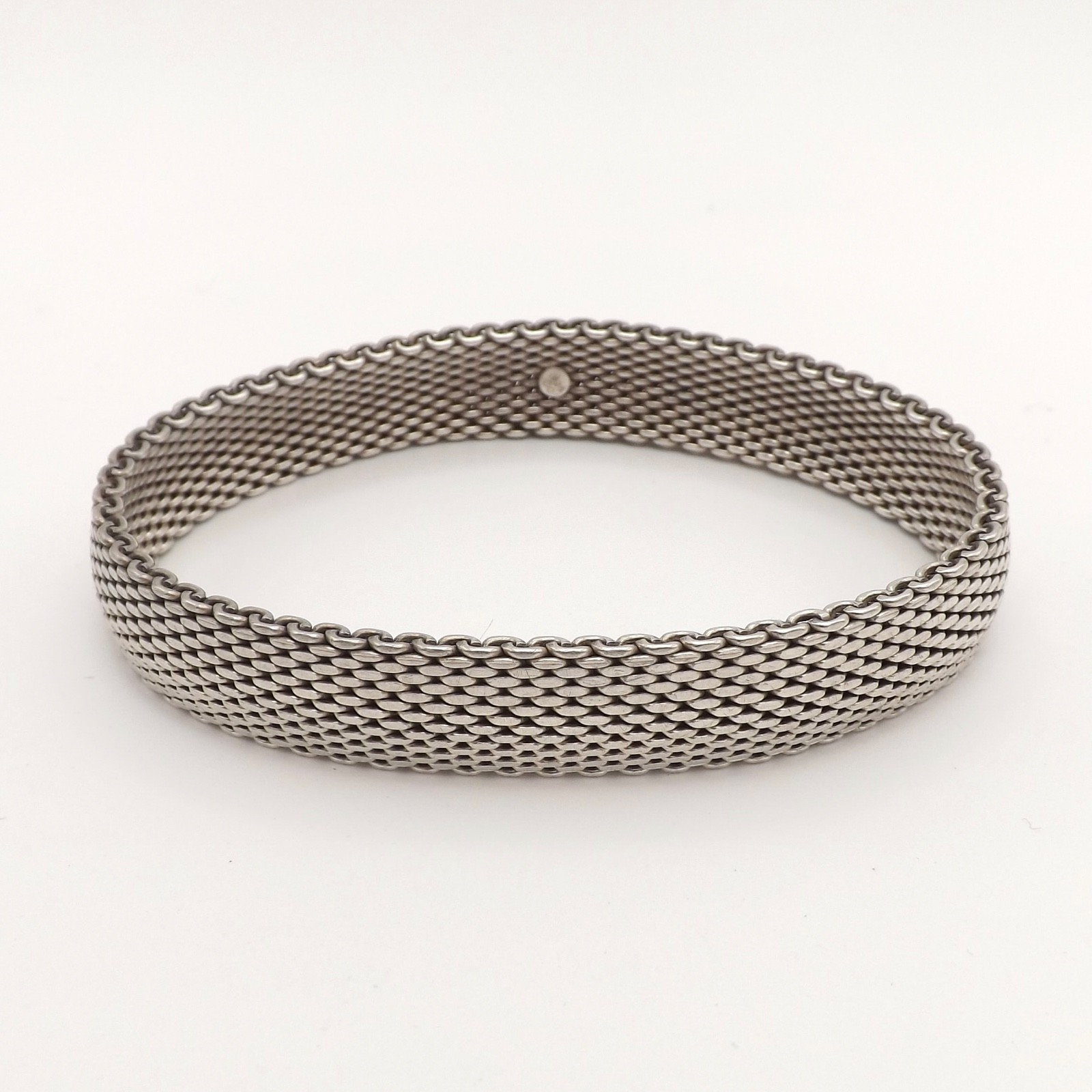 Sterling Silver Woven Mesh Somerset Bangle Bracelet Slip On 40gr Vintage 7.5in