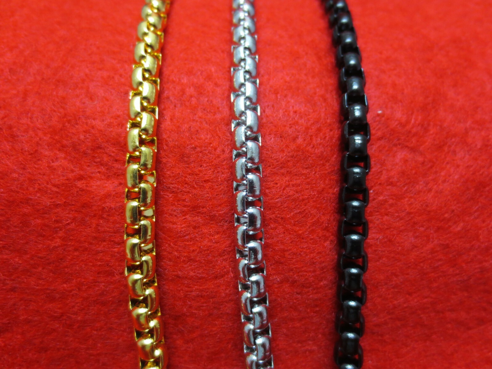 16″-30″ STAINLESS STEEL SILVER,BLACK,GOLD Plated Smooth Round Box CHAIN NECKLACE
