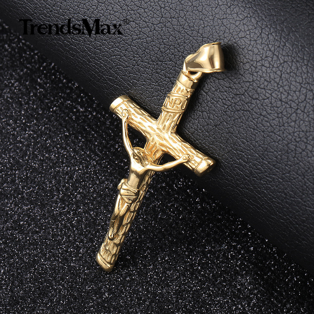 Men Gold Plated Jesus Christ Crucifix Cross Pendant Necklace 16″-30″ Box Chain