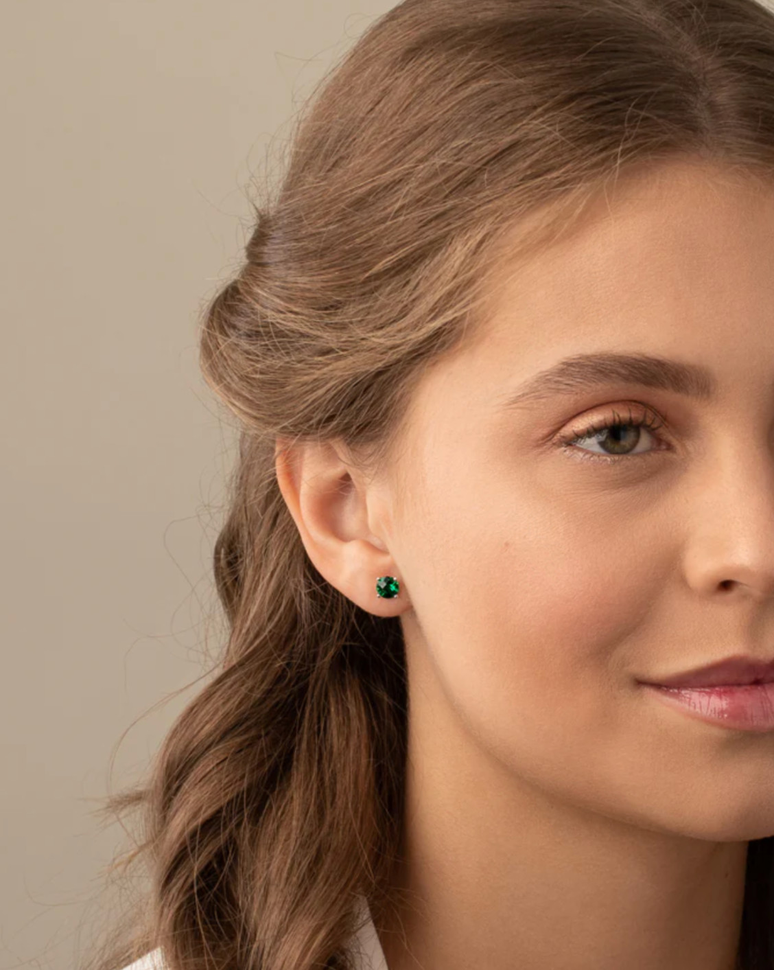 3.00 CT Lab Created Green Emerald Stud Earrings 14K White Gold 7mm Push Back