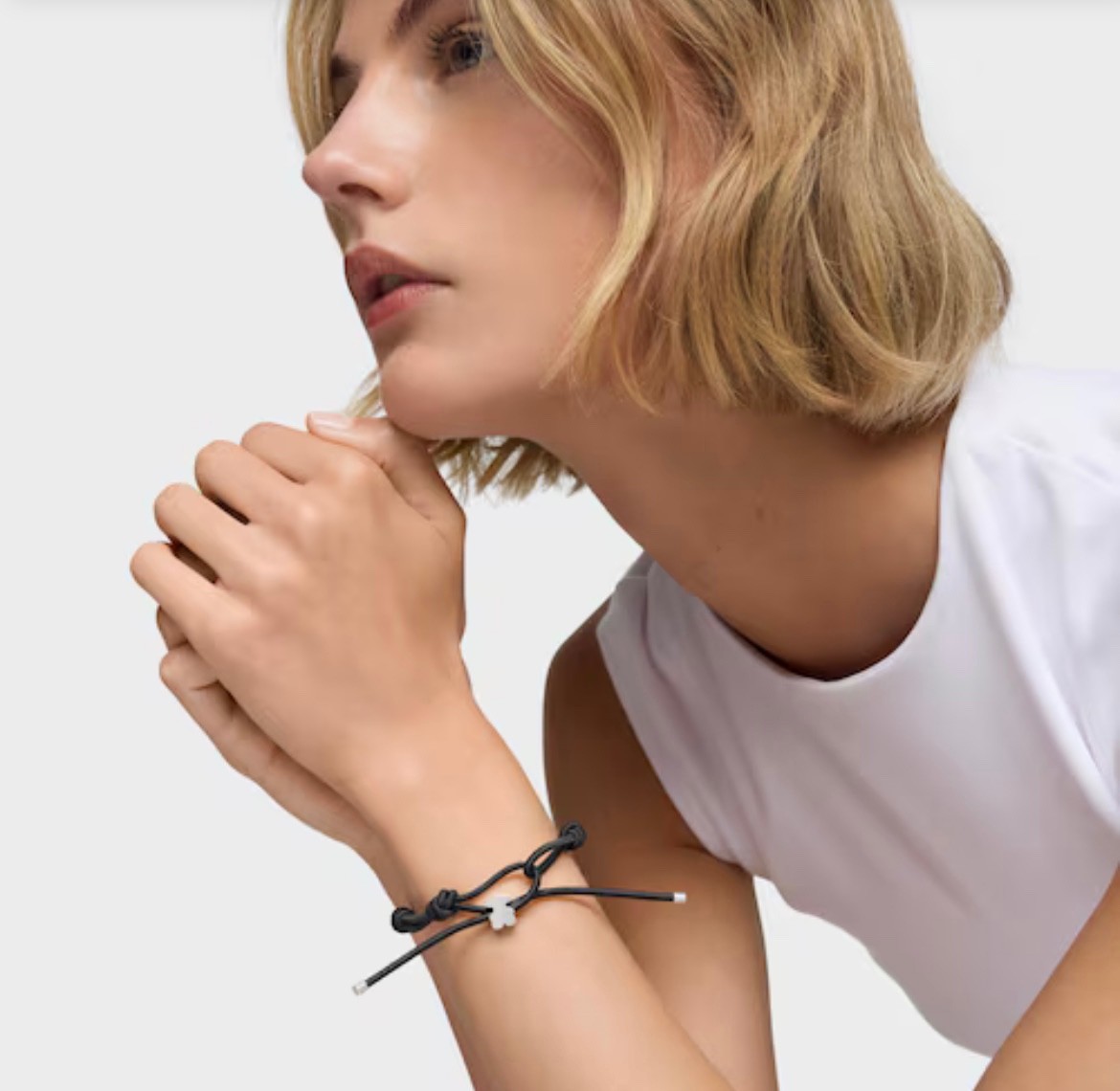 TOUS BLACK ELASTIC BRACELET WITH SILVER BEAR SWEET DOLLS $125 MSR MADE IN SPAIN