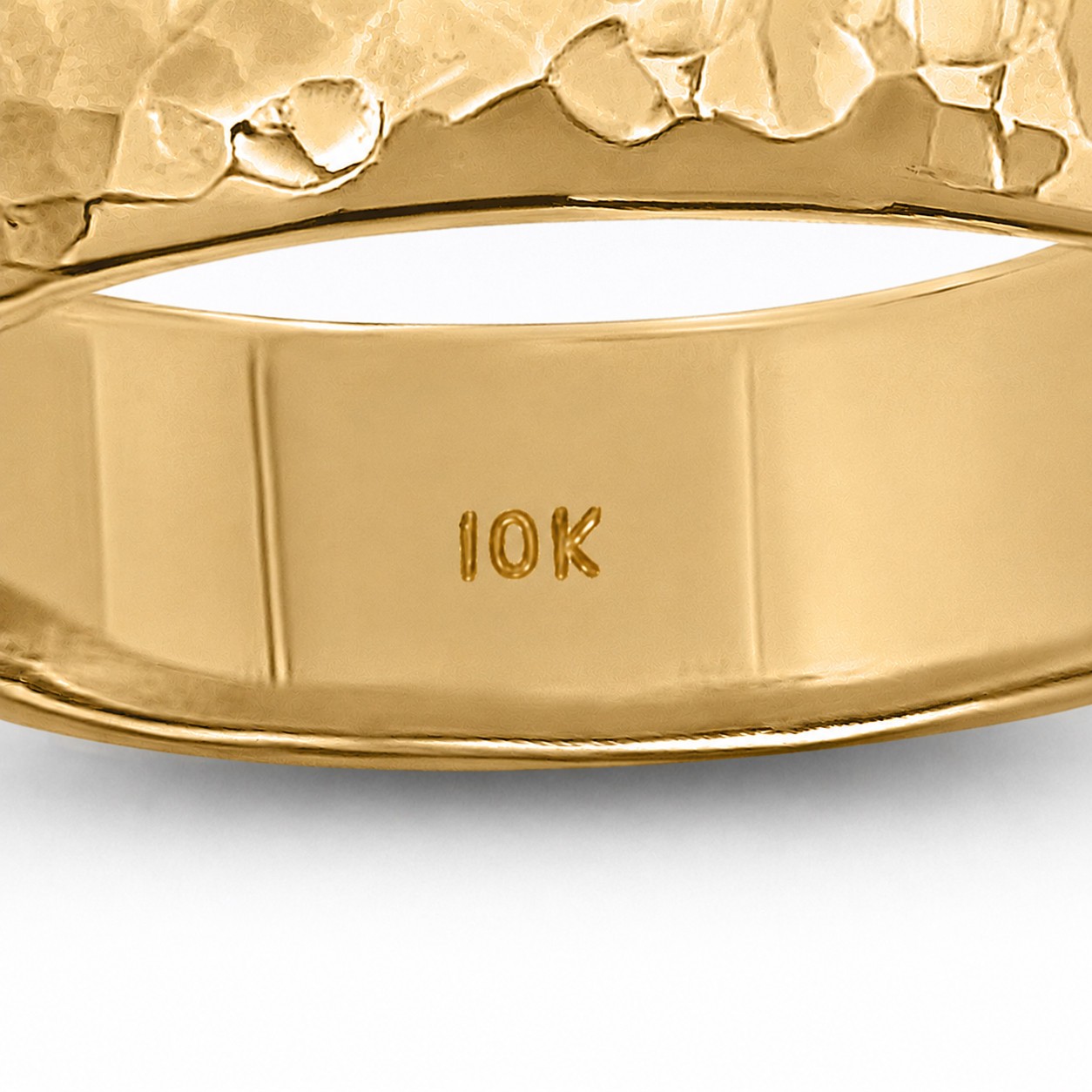 Solid 10K Yellow Gold Hammered Ring Band Handmade 5mm, Sizes 3 – 15