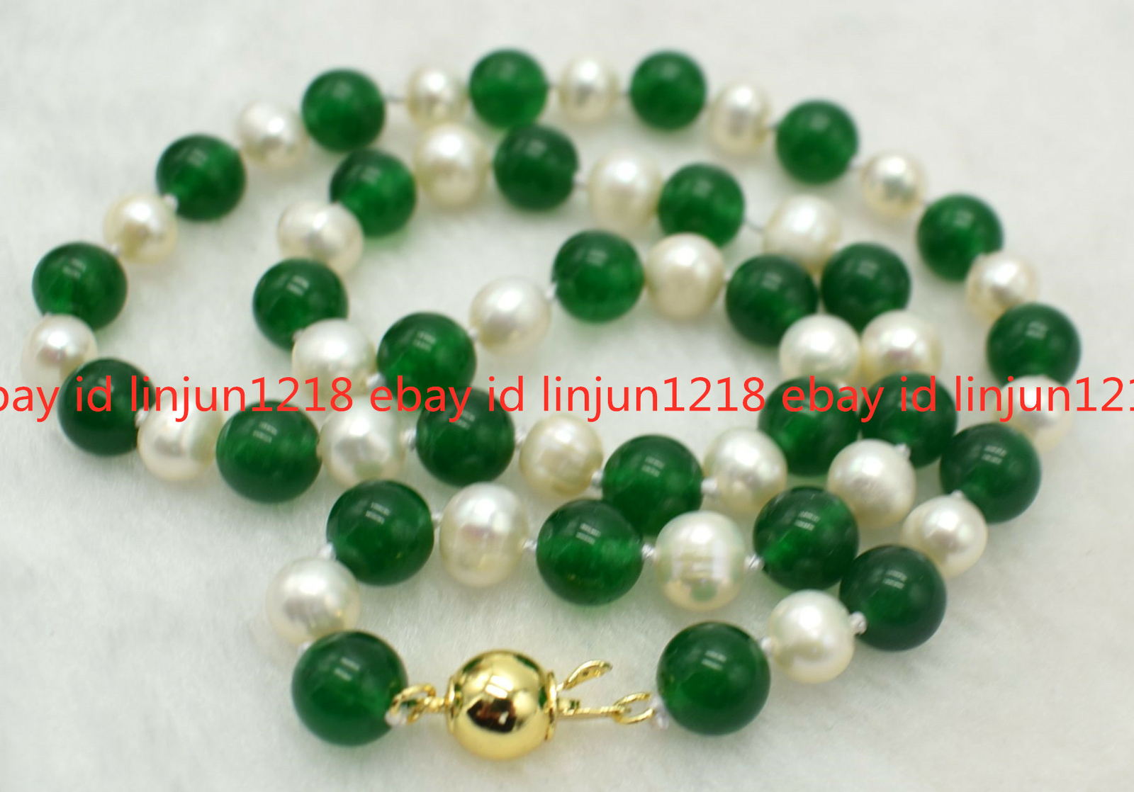 8mm Green Jade 7-8mm White Pearl Beads Necklace 18/24/36/50inches