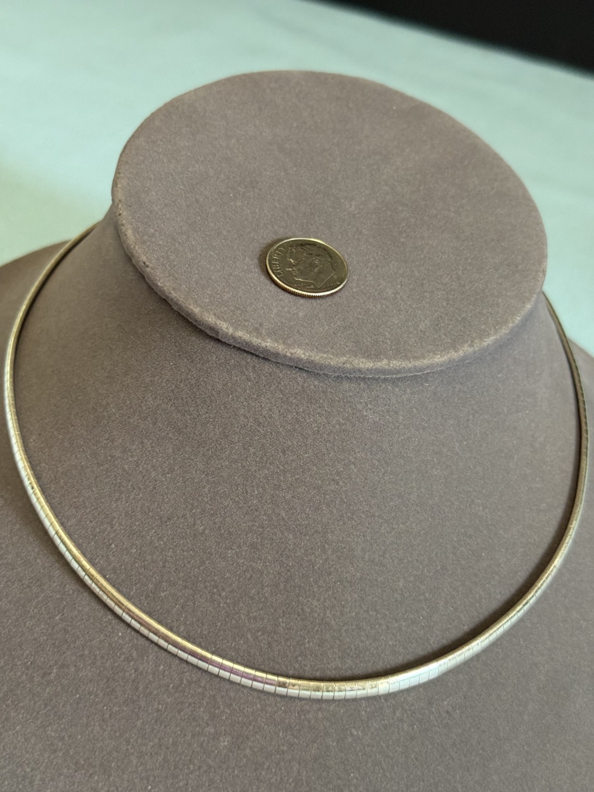 ITALY STERLING 18 1/8″ OMEGA NECKLACE 3.5mm wide SLIGHTLY DOMED 19.8 grams #3