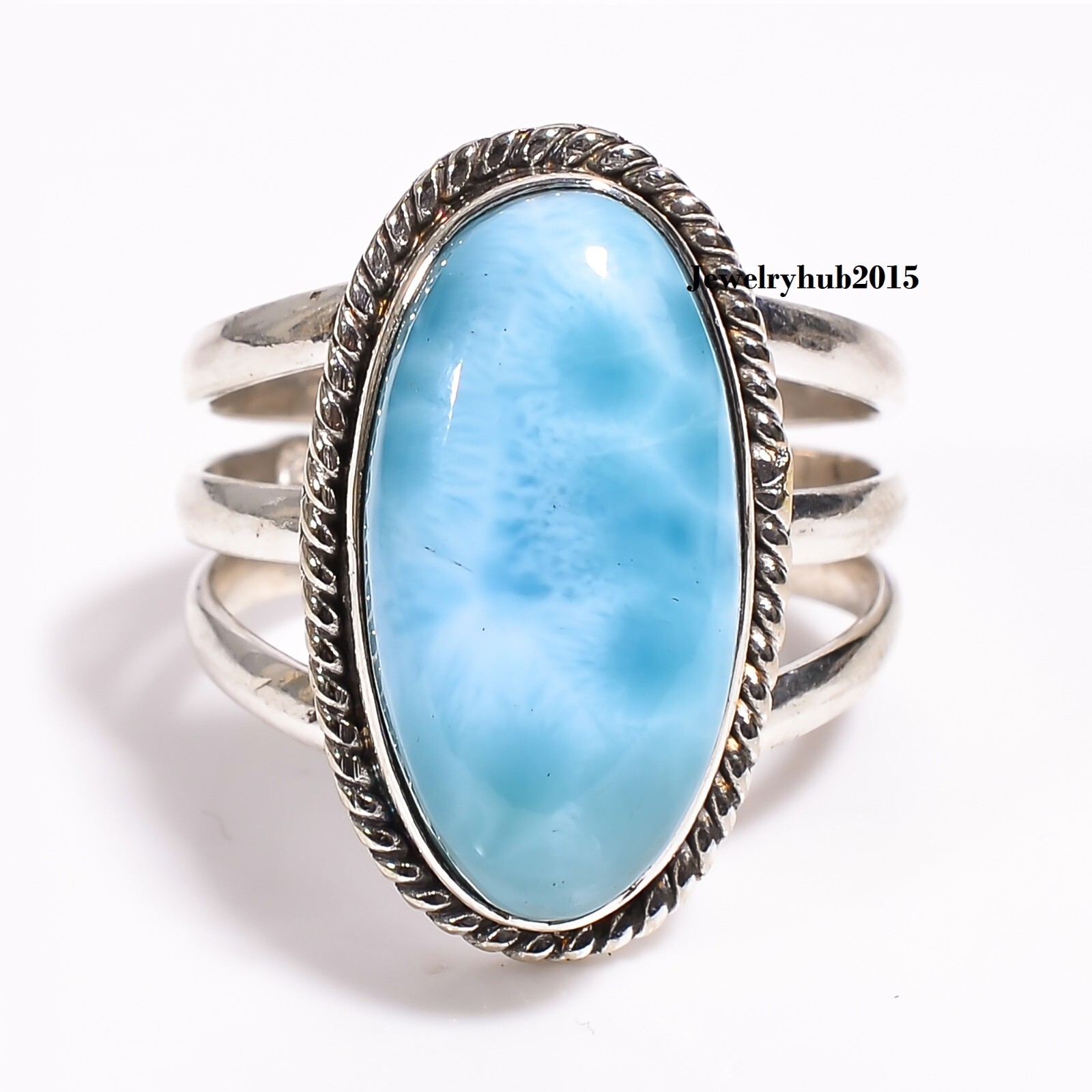 Natural Oval Larimar Gemstone 925 Sterling Silver Larimar Jewelry All Size MO**
