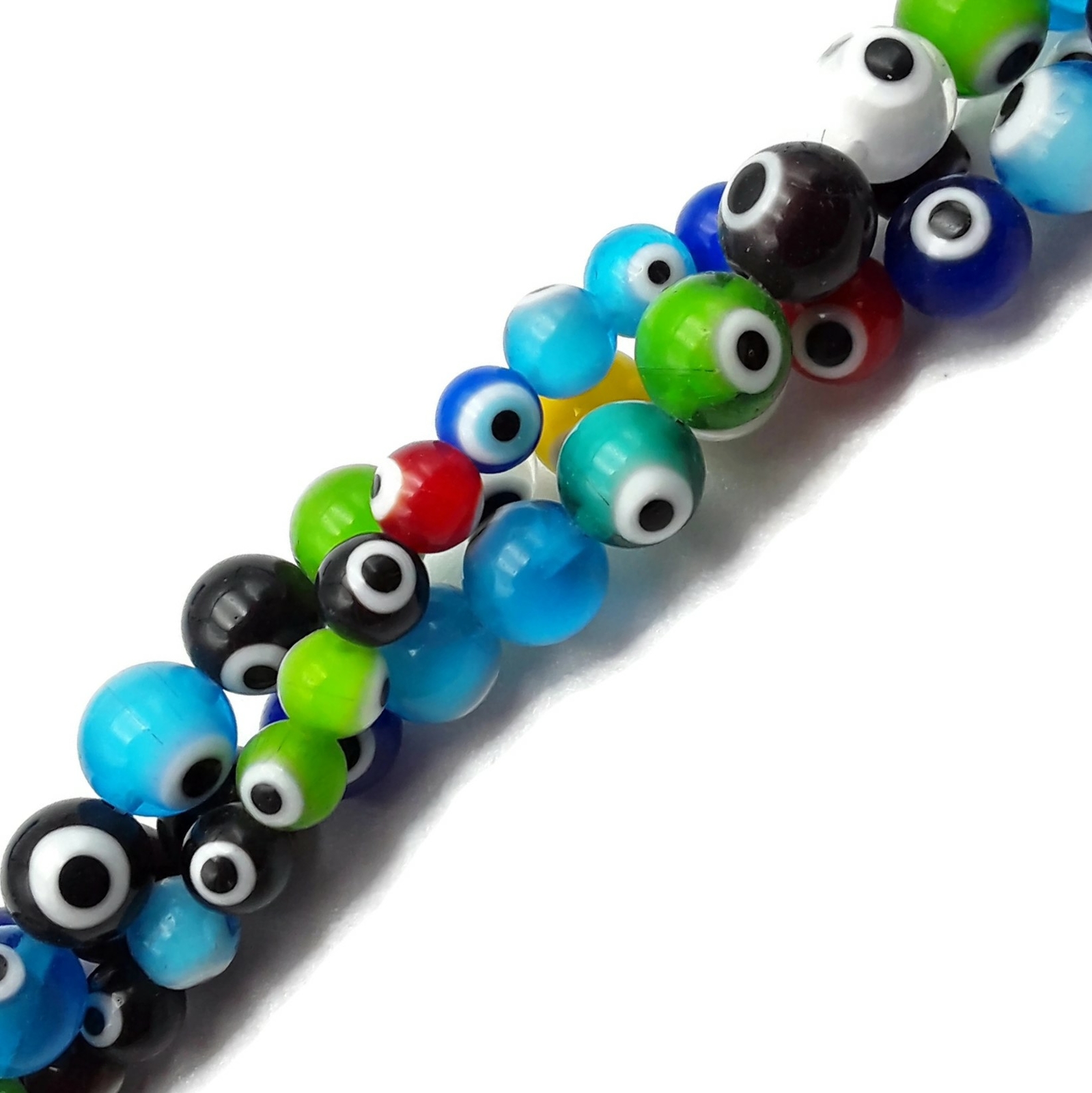 Multi-Color Evil Eye Glass Smooth Round Beads 6mm 8mm 10mm 15.5″ Strand