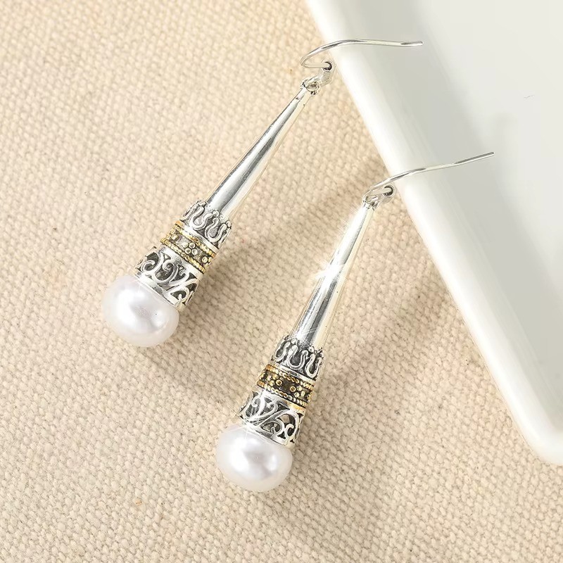 BRIGHTON BEACH Filigree Elegant Ethnic Style Draped Pendant Earrings