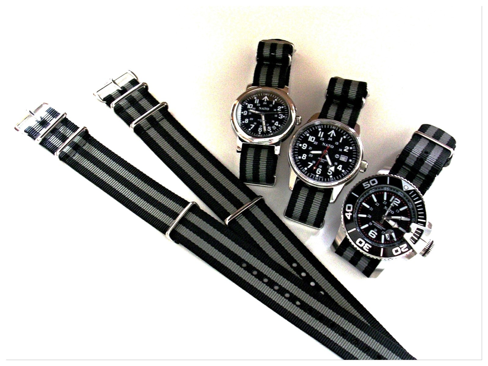 NATO Premium nylon watchband strap 22mm Black-Orange G10 Bond IW SUISSE 18 20 24