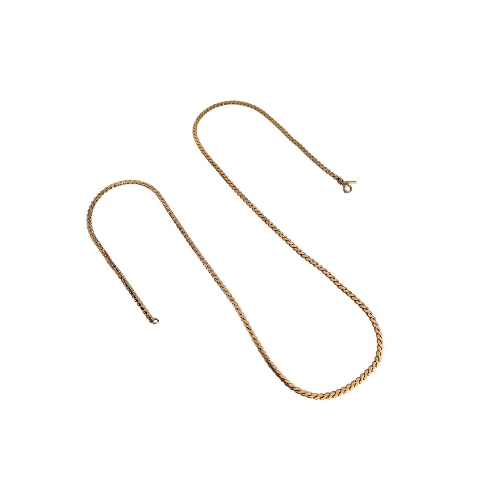 Vintage 1980s Direction One Flat Chain Necklace Gold Plated 30 Inch – 7V