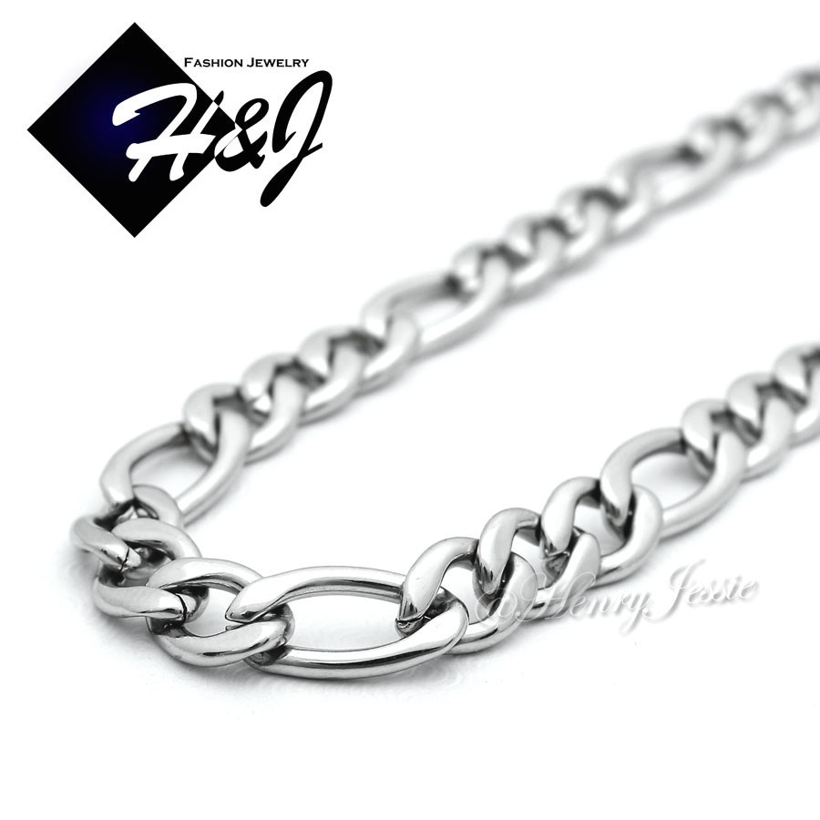 18-40″MEN Stainless Steel 2/3/4/5/6/7/8mm Silver Figaro Link Chain Necklace*N114