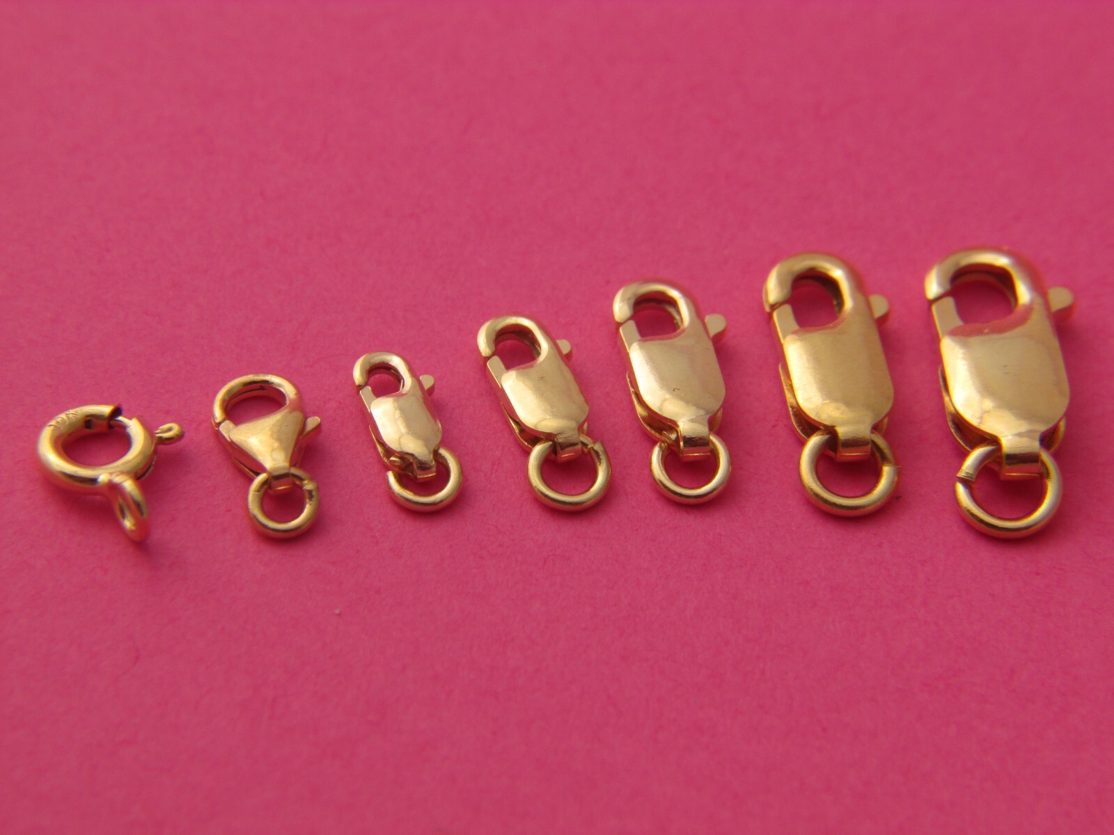 Solid 10k yellow gold Lobster claw Clasp spring ring clasp real gold