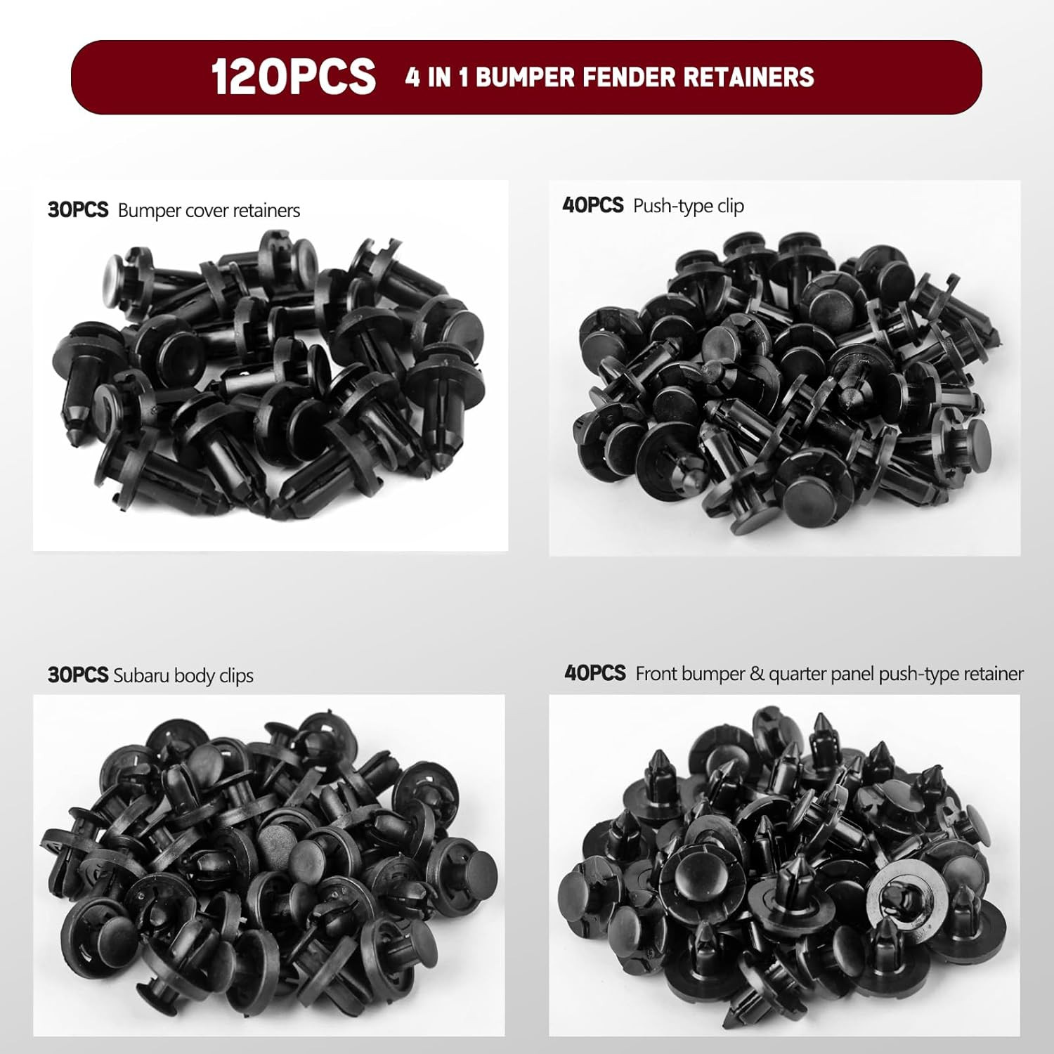 121Pcs Plastic Rivets Clips 7Mm 8Mm 9Mm 10Mm Compatible with Subaru Bumper Fende
