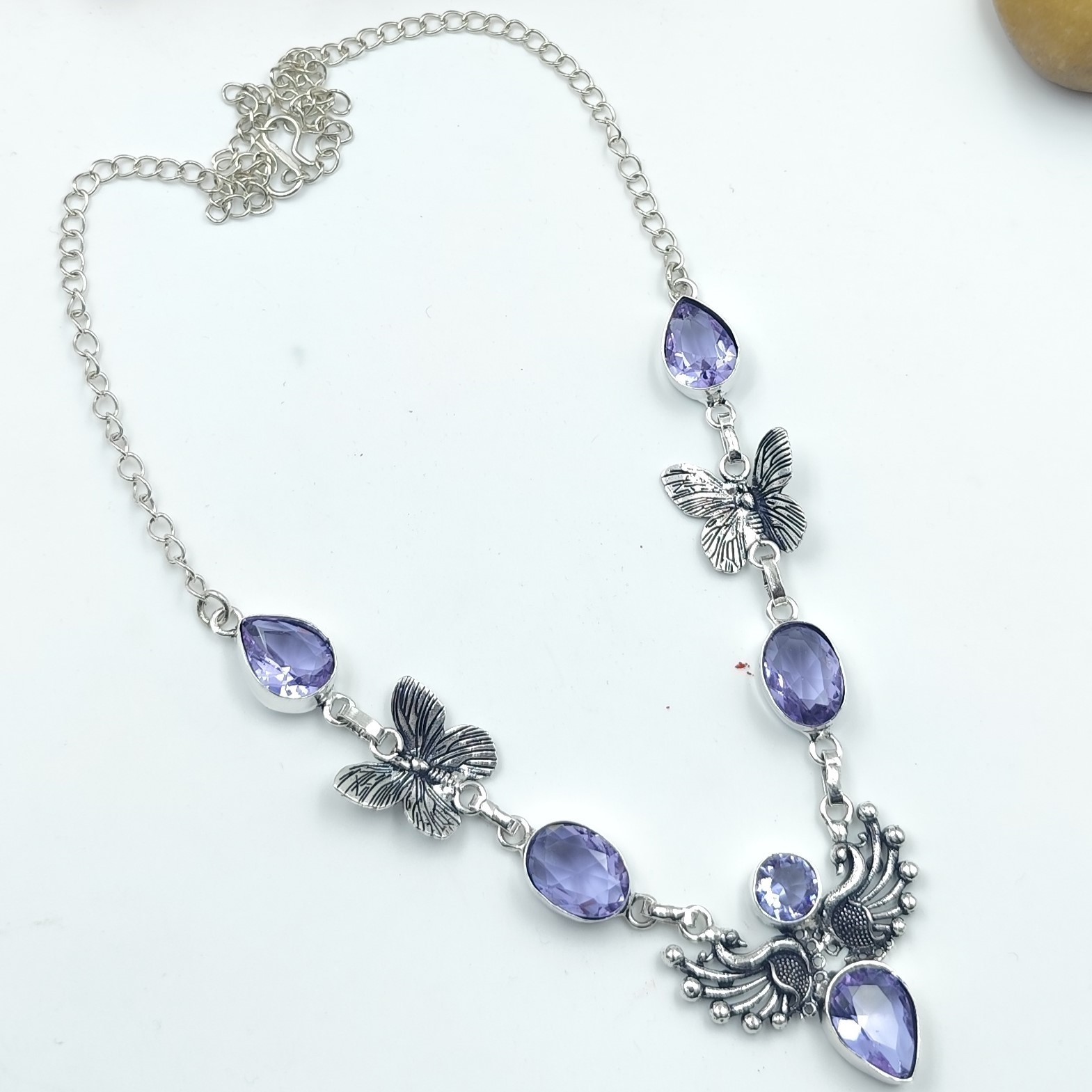 Alexandrite Gemstone Handmade 925 Sterling Silver Jewelry Necklace Sz-17-18″