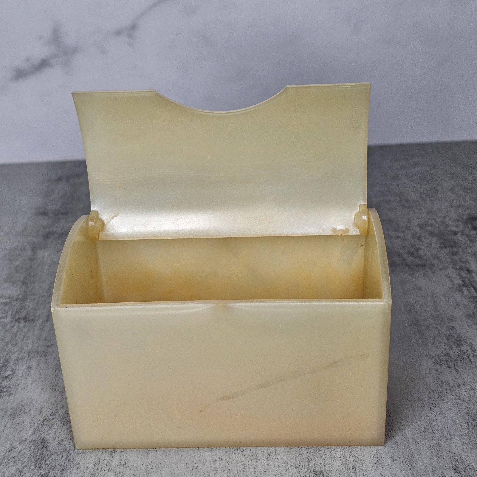Celluloid Art Deco 1940s-50s Hinged Trinket Box Beauty Bath Supplies Storage Vtg
