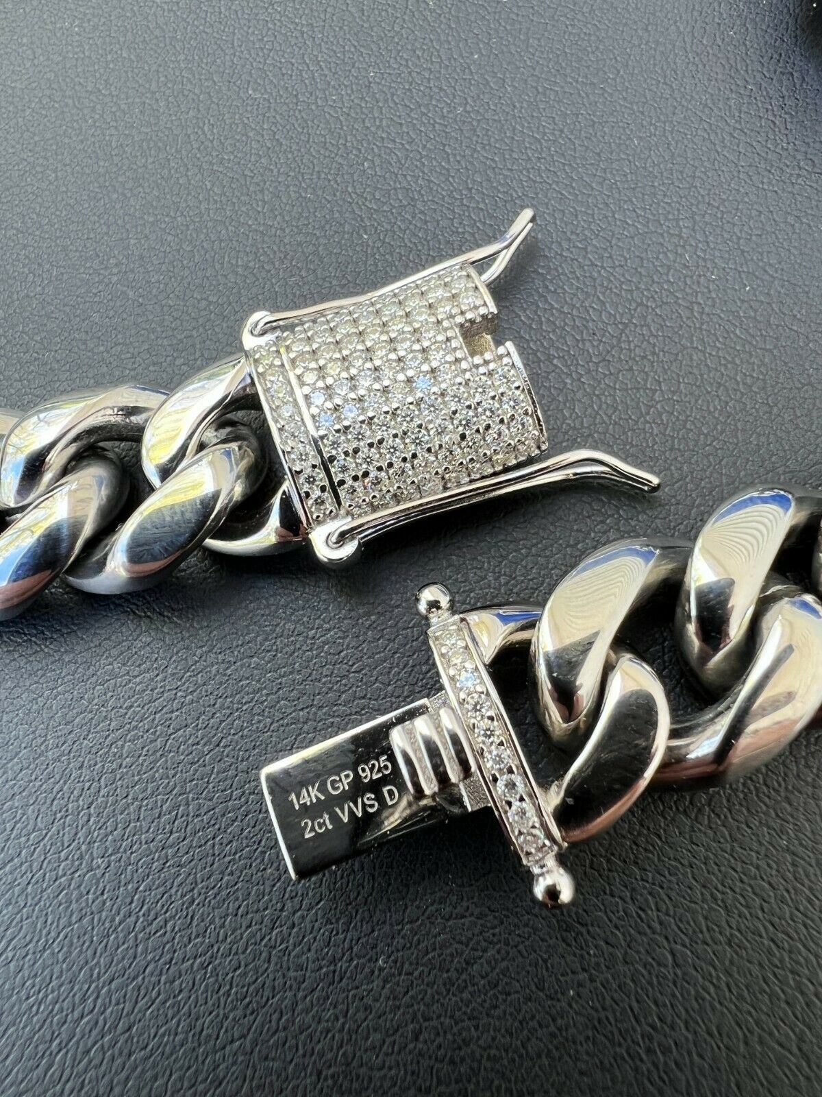 Miami Cuban Link Stainless Steel Chain Necklace Iced MOISSANITE Clasp Hip Hop