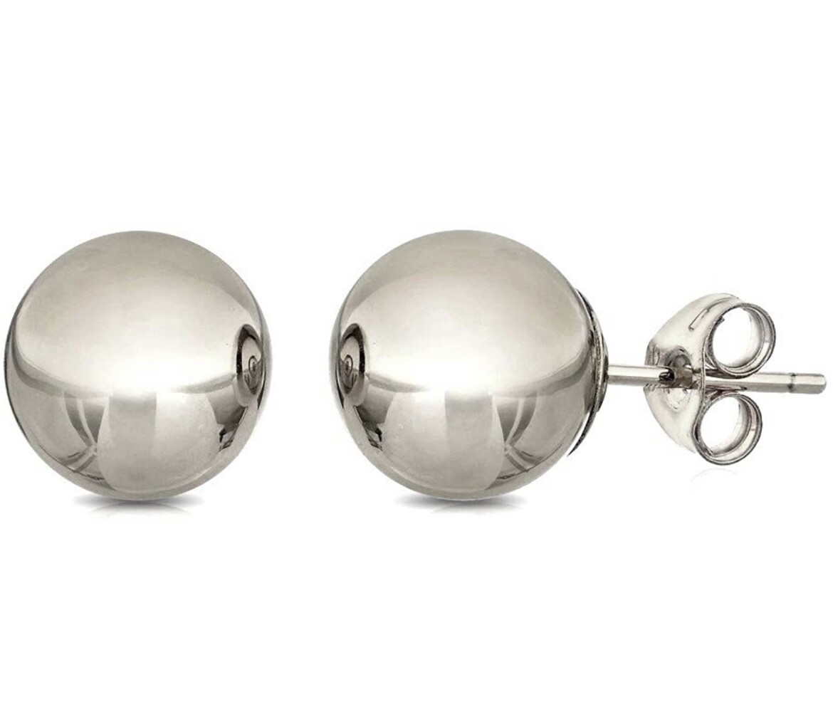 925 Sterling Silver Round Ball Stud Earrings High Polished 3PC Studs Set