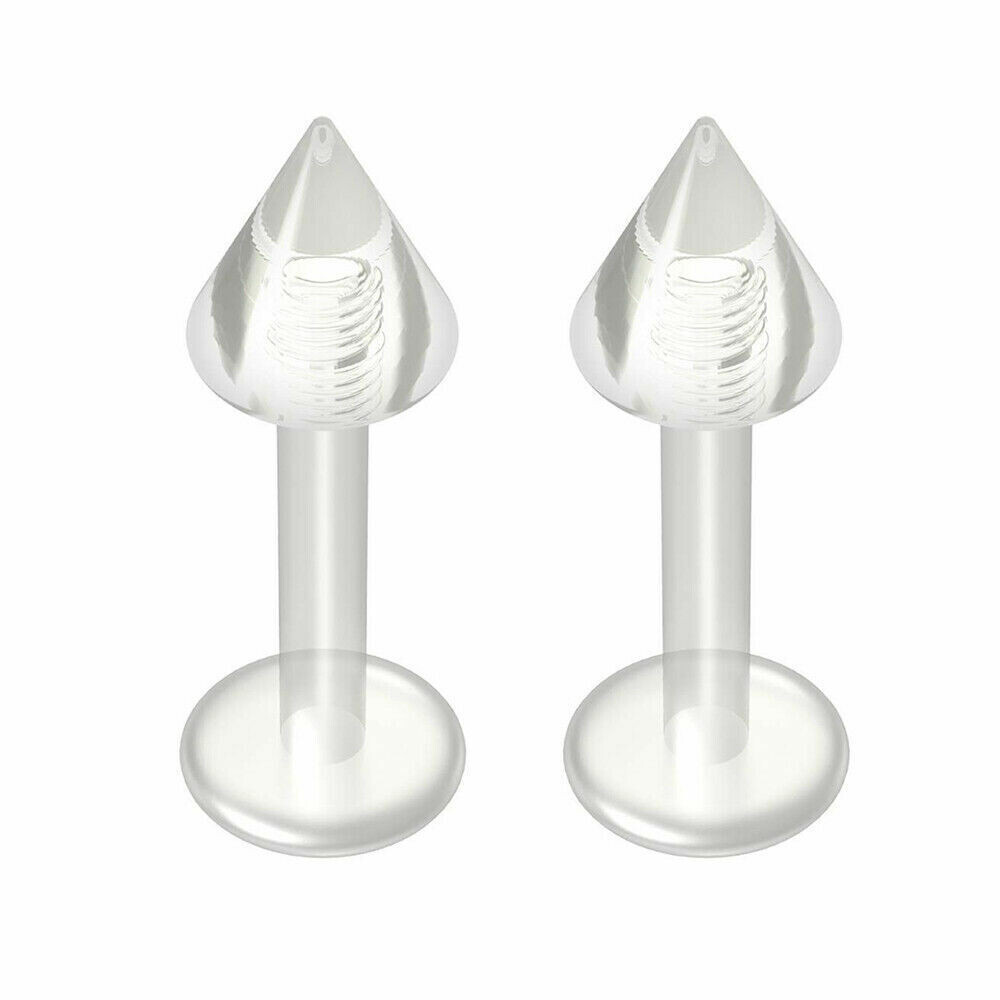 2 Bioflex Labret Stud Retainer with spike Good for Lips Cartilage 16g 5/16″