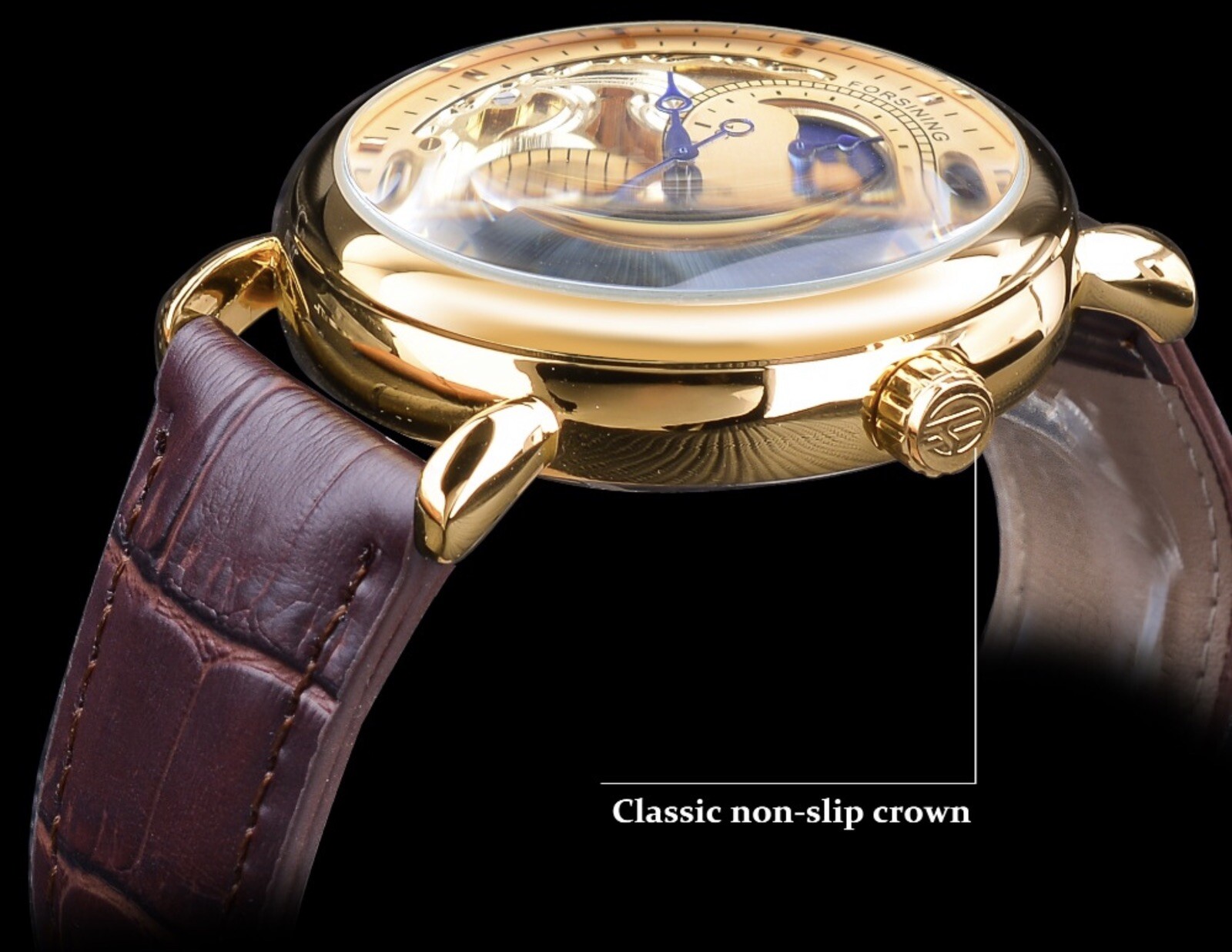 ⌚￼ Forsining Men’s Automatic Self Winding Moon Dial Self Winding Business Watch