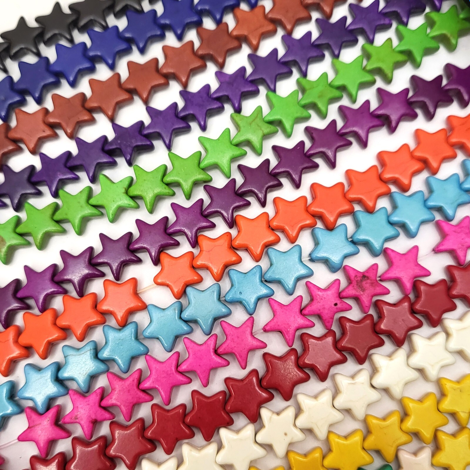 12mm Turquoise Star Bead Howlite Turquoise Spacer Yellow Black White Pink 15″