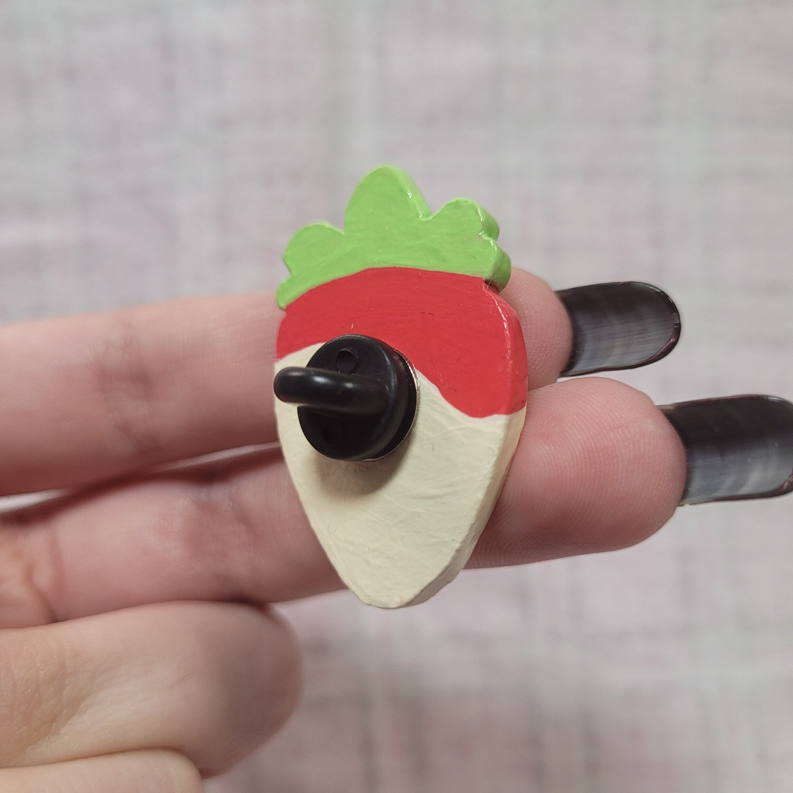 Handmade Art Polymer Clay Strawberry Pin Food Cute Handcrafted