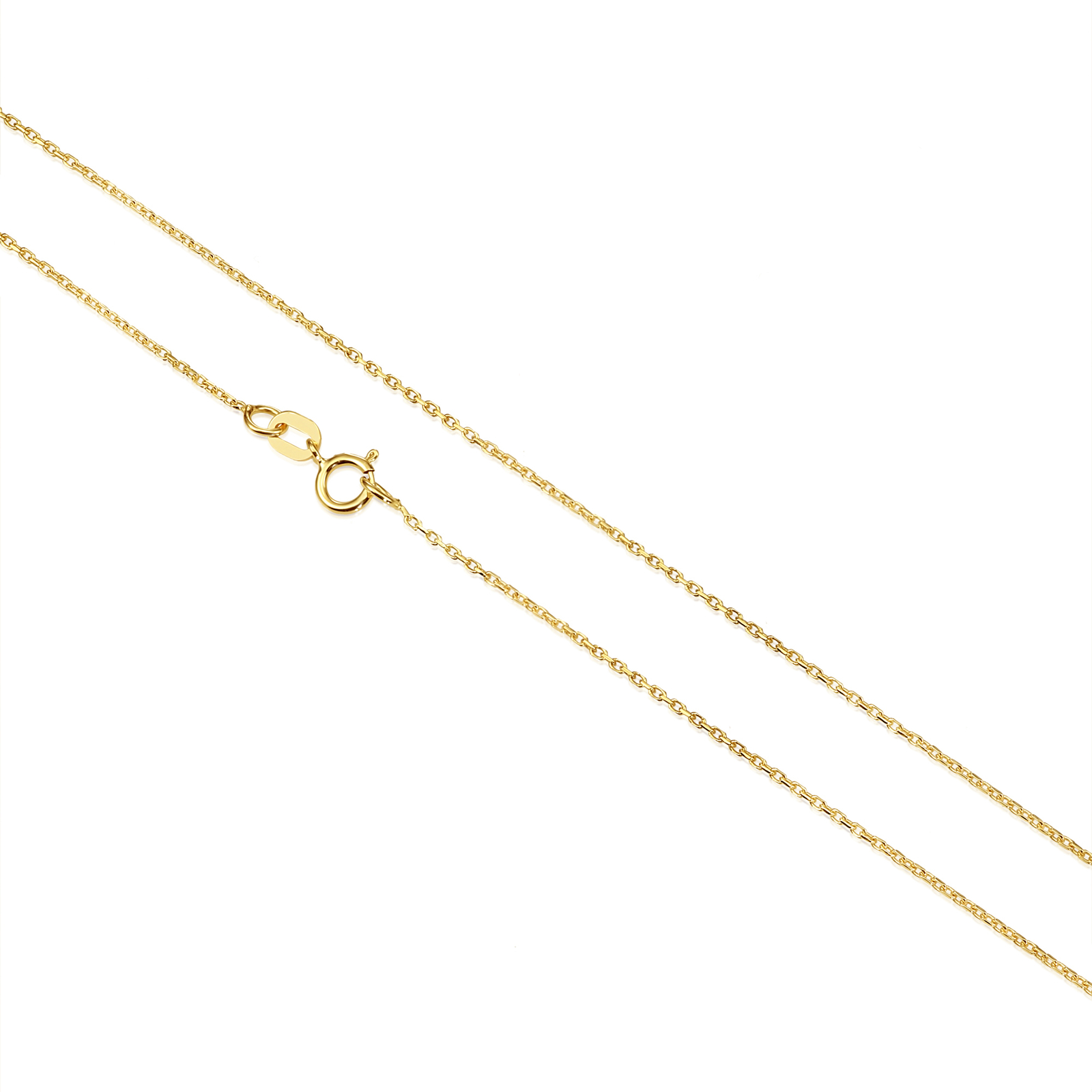 14K Real Solid Yellow Gold Diamond-Cut Heart Pendant Charm Necklace 18 in