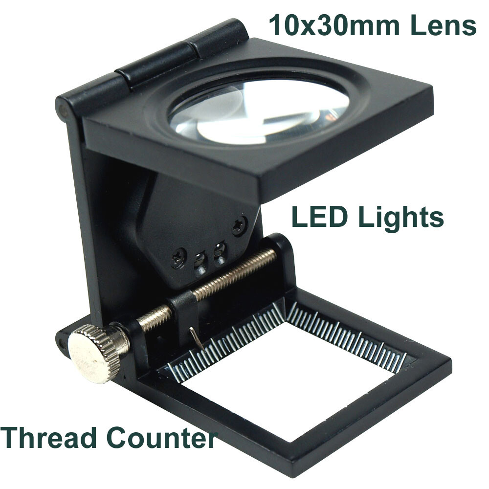 10X 30mm Foldable Lighted Magnifier / Loupe Jewelry Photo Sewing Thread Counter