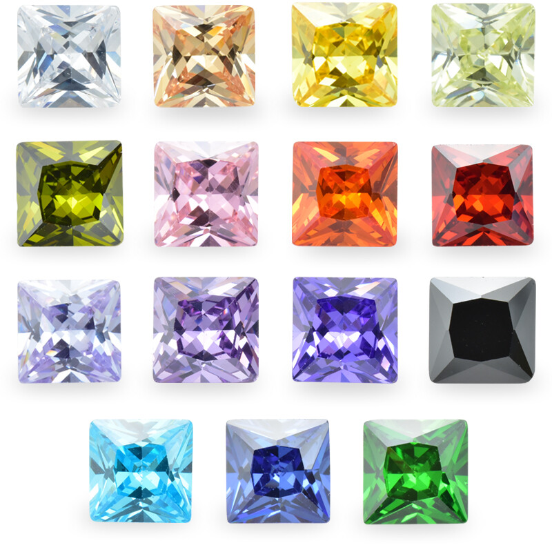 50pcs 2x2mm~15x15mm Square colors Loose Cubic Zirconia AAAAA CZ Stone Gemstone