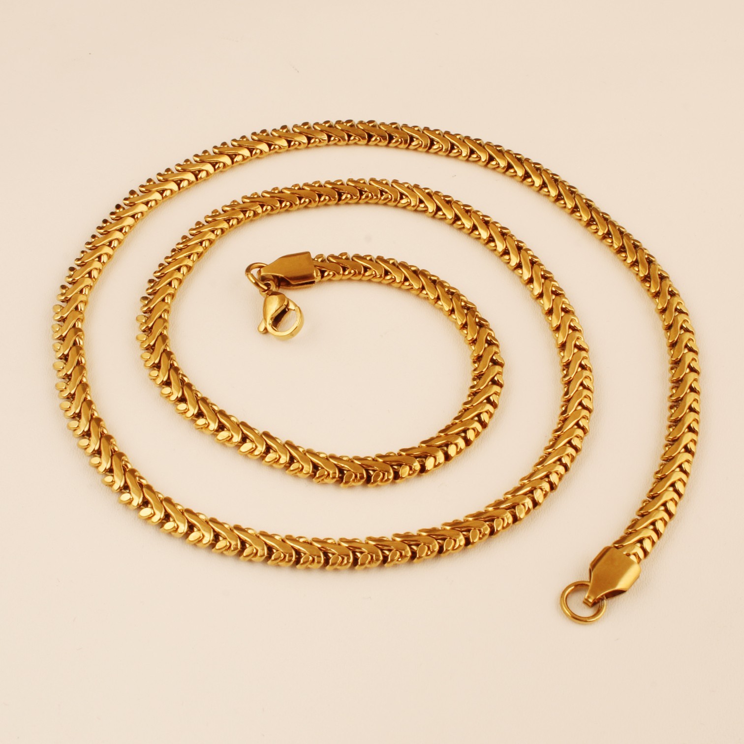 Gold Plated Premium Fishbone Chain Necklace for Men & Women Stylish Link Chain