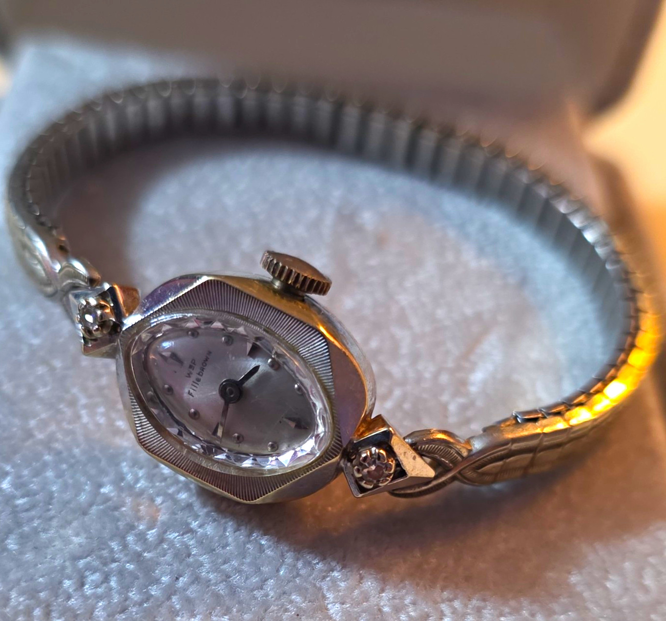 Wittnauer WP Vintage Manual Wind Analog Bracelet Watch White Gold Silver Dial