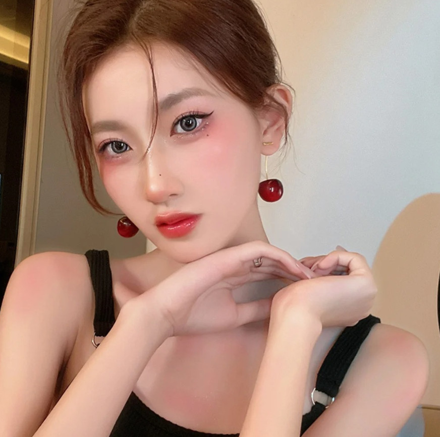 2pcs Cute Cherry Fruit Earrings Acrylic Resin Kpop Jewelry Trendy Accessories